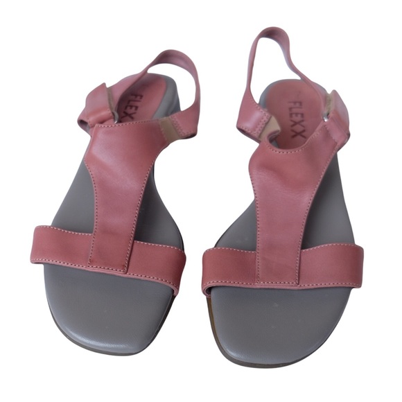 The Flexx Maeve Pink Grey Open Toe Strappy Low Wedge Heels Sandals Shoes EUC 6 - Picture 1 of 5
